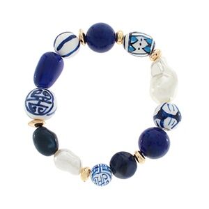 Pearl & Marble CCB Ball Bead Bracelet